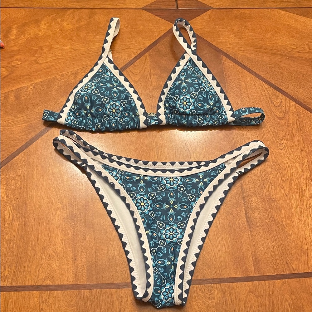 Blue Floral Bikini Set